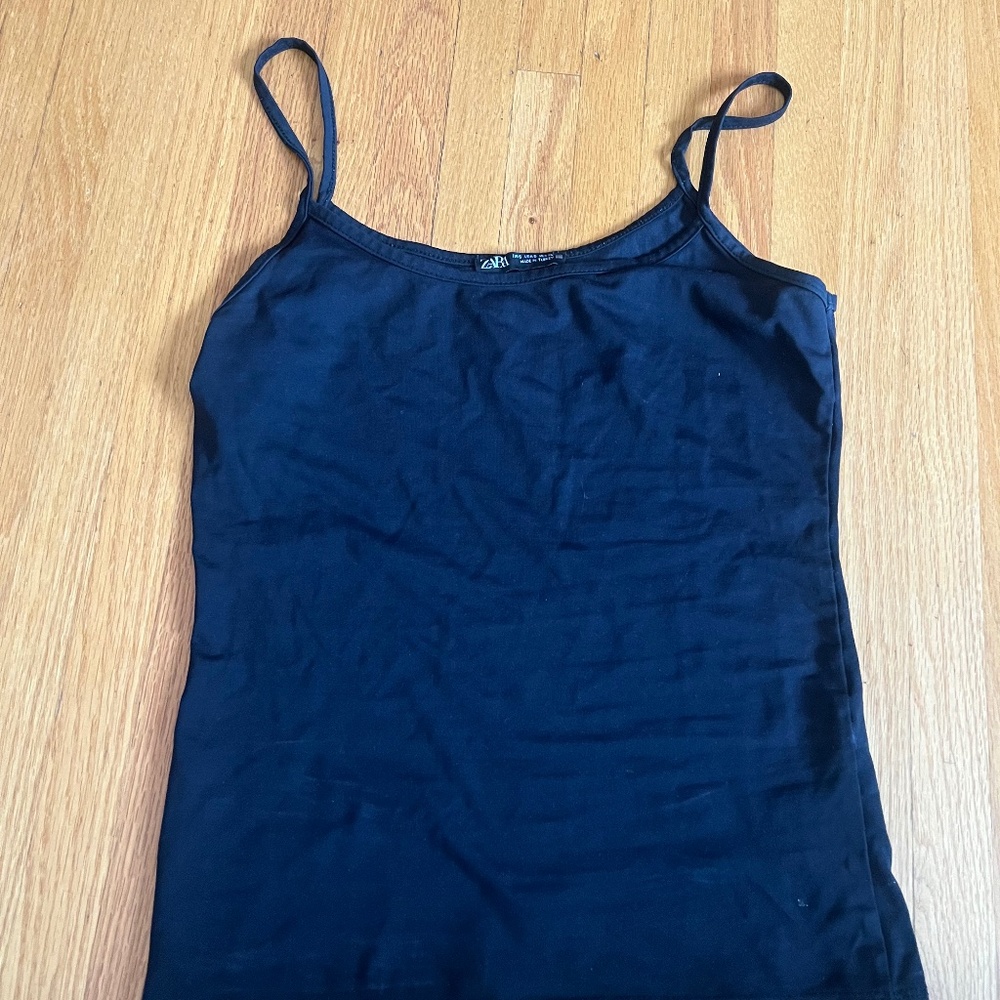 Zara Basic Fitted Black Tank - Size Small